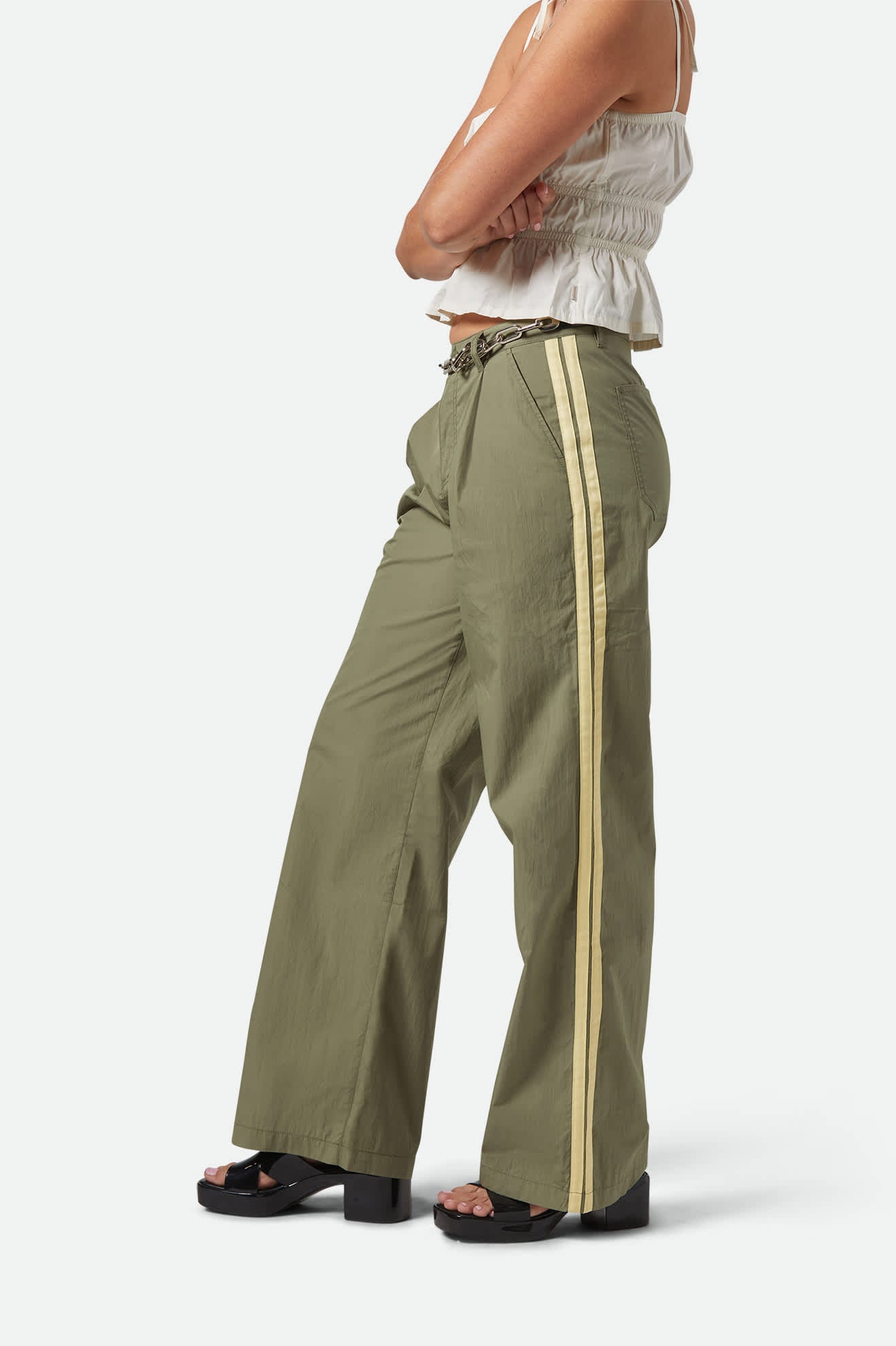 The Jane Lightweight Wide Leg Pant - Olive Surplus - Image 5